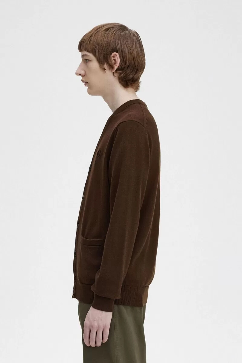 cardigan classico da uomo fred perry burnt tobacco