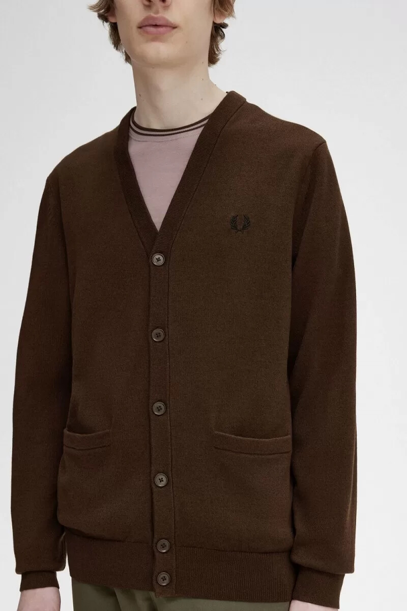cardigan classico da uomo fred perry burnt tobacco