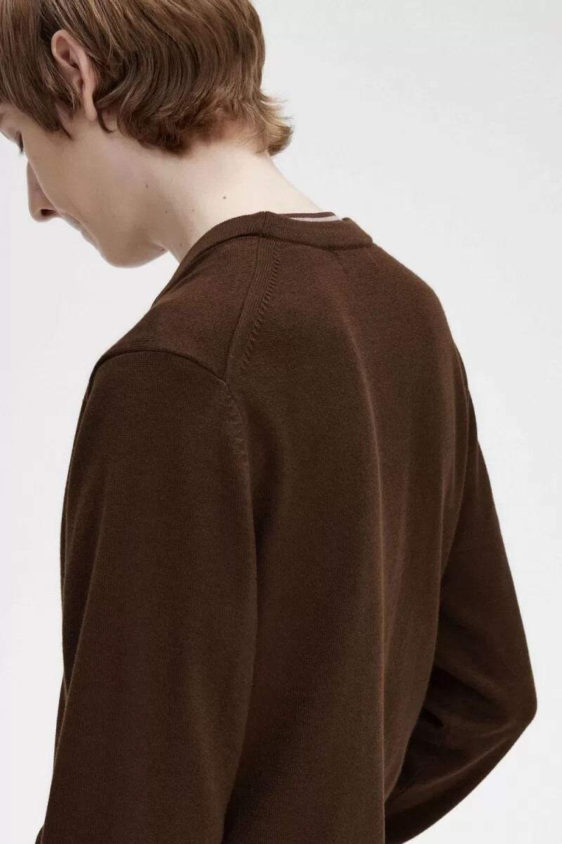 cardigan classico da uomo fred perry burnt tobacco