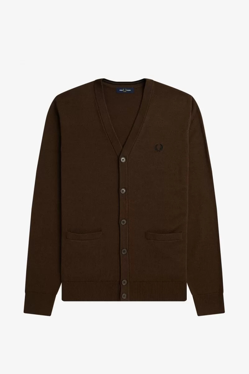 cardigan classico da uomo fred perry burnt tobacco