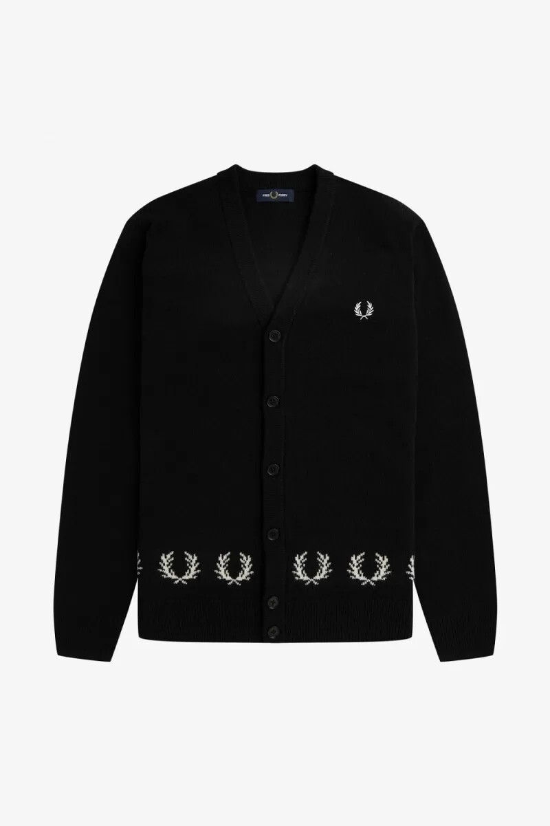 cardigan da uomo fred perry laurel wreath trim nero