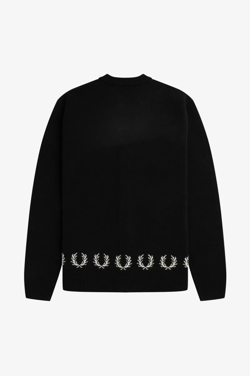 cardigan da uomo fred perry laurel wreath trim nero