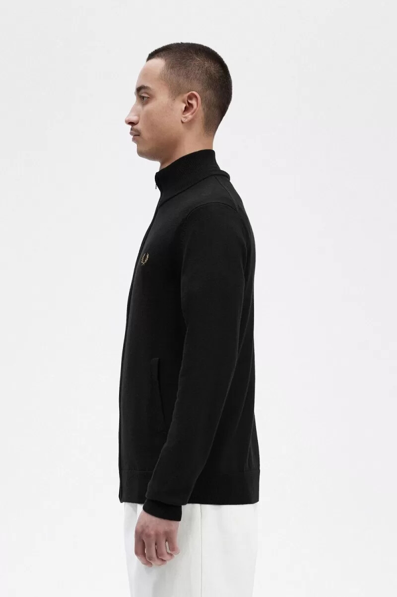 cardigan classico da uomo con zip fred perry nero