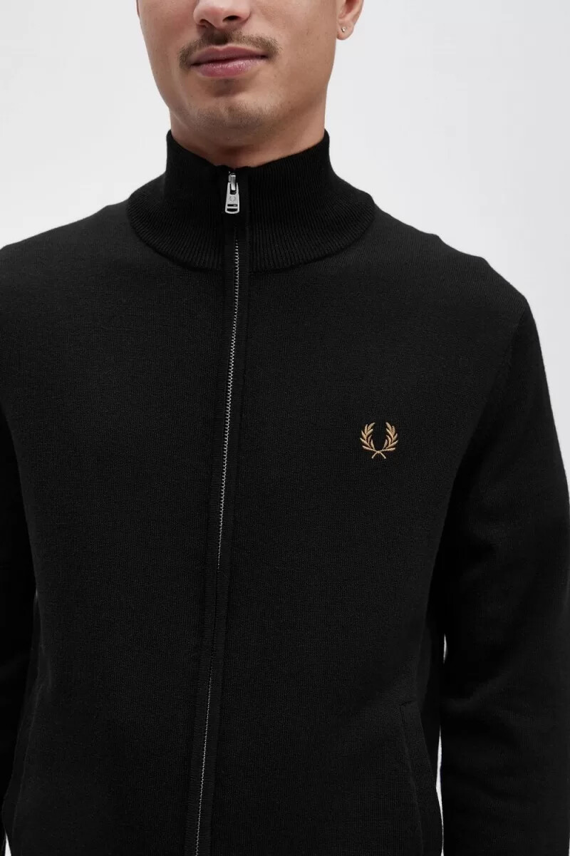 cardigan classico da uomo con zip fred perry nero