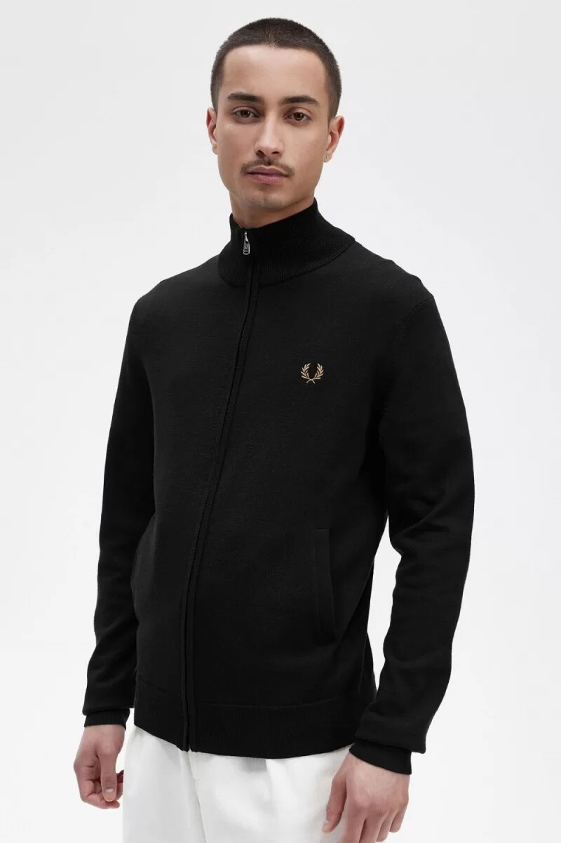 cardigan classico da uomo con zip fred perry nero