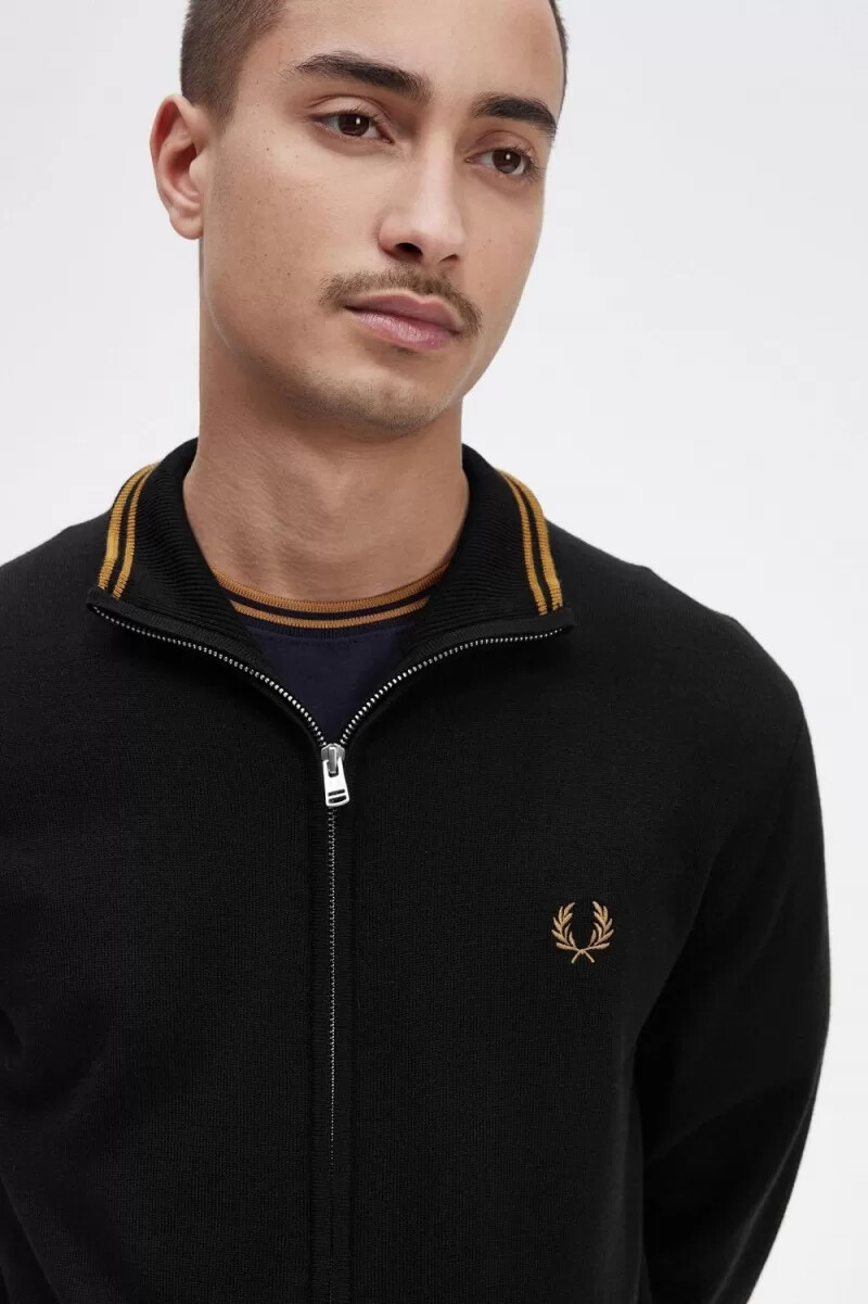 cardigan classico da uomo con zip fred perry nero