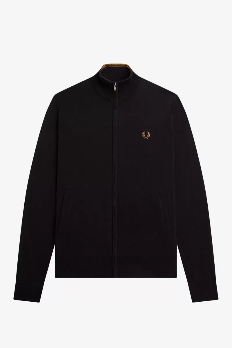 cardigan classico da uomo con zip fred perry nero