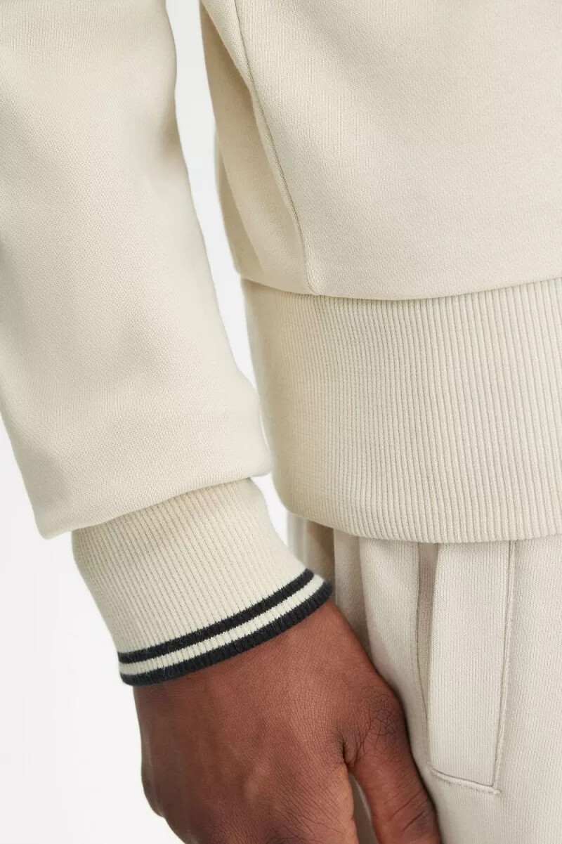 felpa girocollo da uomo fred perry color avena e nero