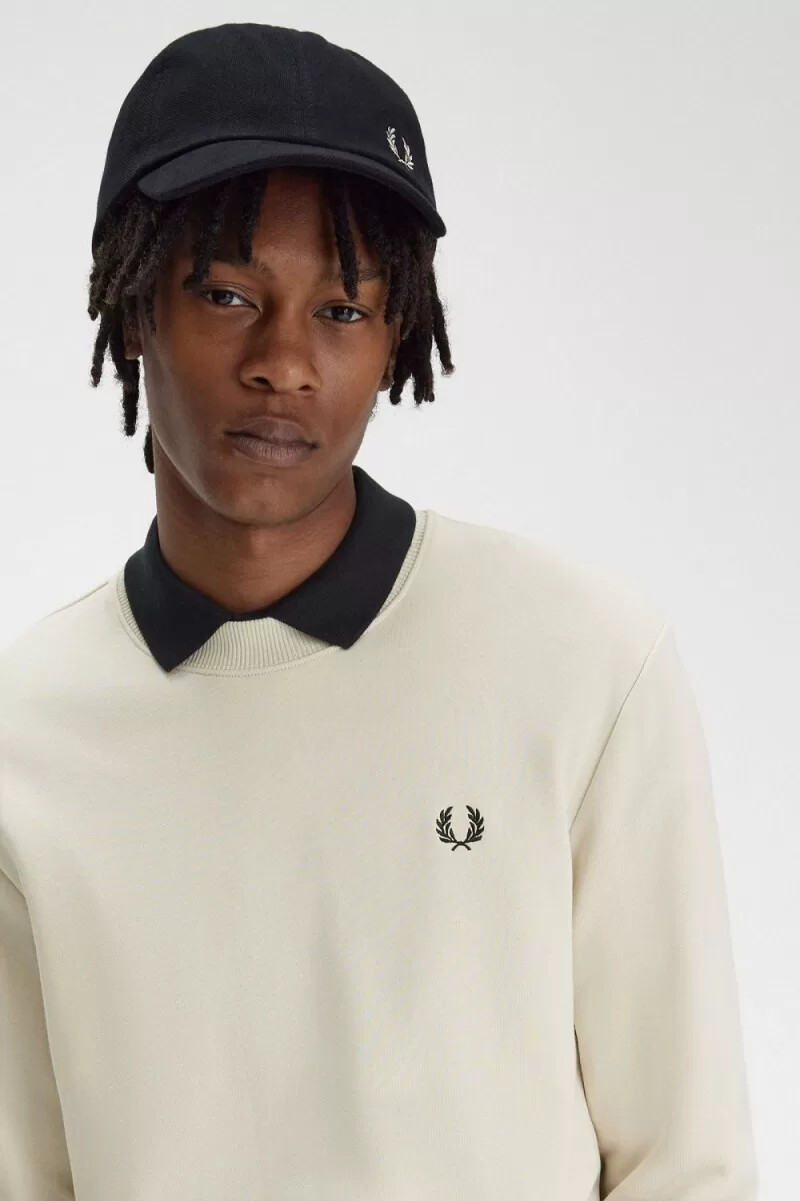 felpa girocollo da uomo fred perry color avena e nero