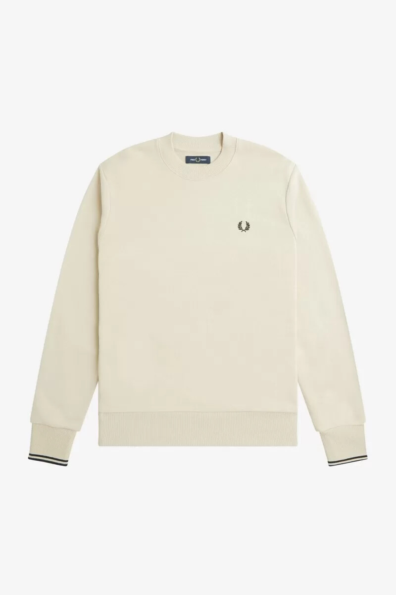felpa girocollo da uomo fred perry color avena e nero