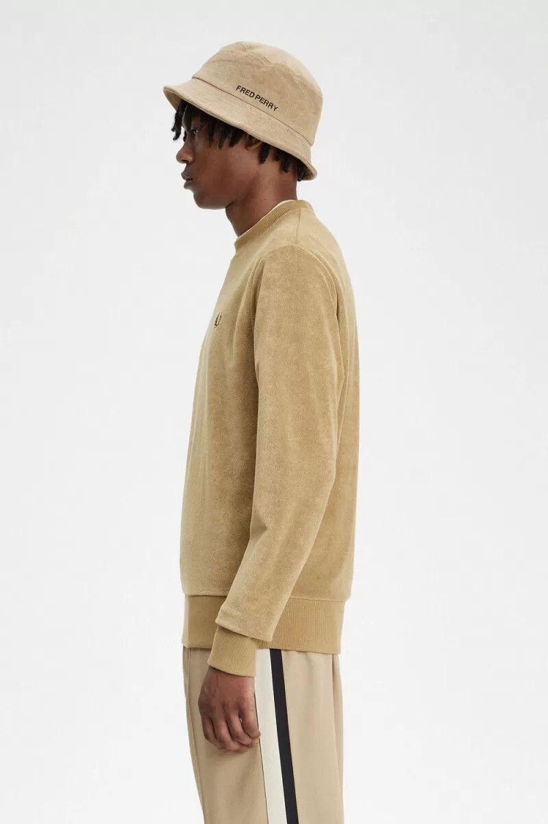 felpa girocollo da uomo fred perry toweling verde