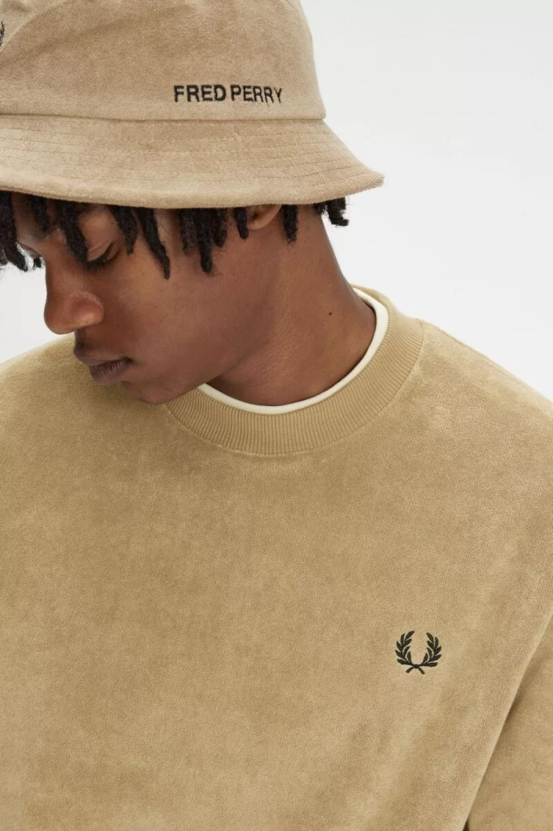 felpa girocollo da uomo fred perry toweling verde