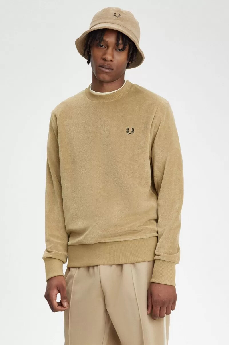 felpa girocollo da uomo fred perry toweling verde