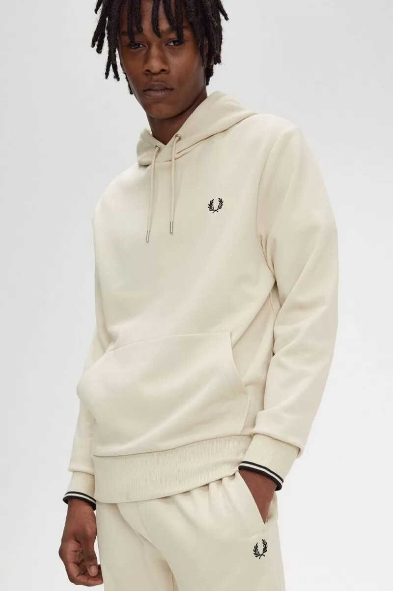 felpa con cappuccio fred perry tipped da uomo colore nero avena