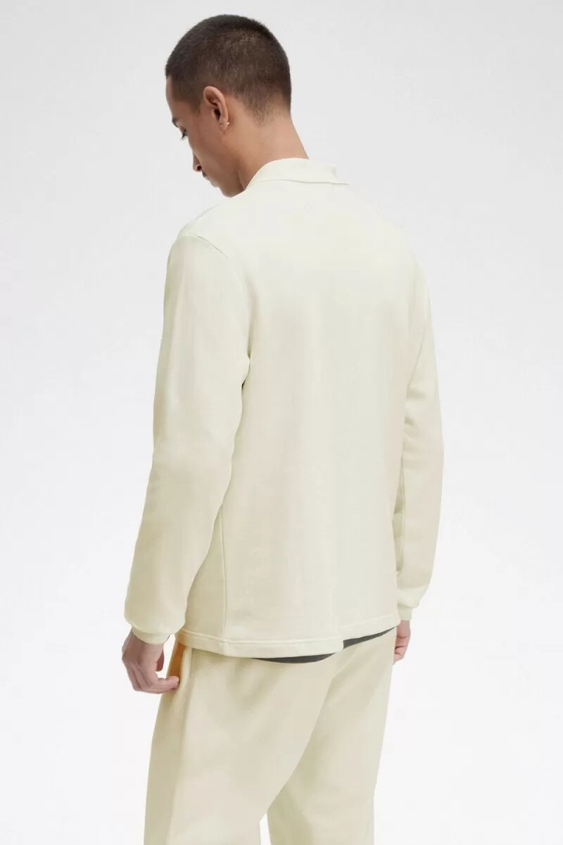 felpa da uomo fred perry a maniche lunghe con logo loopback beige