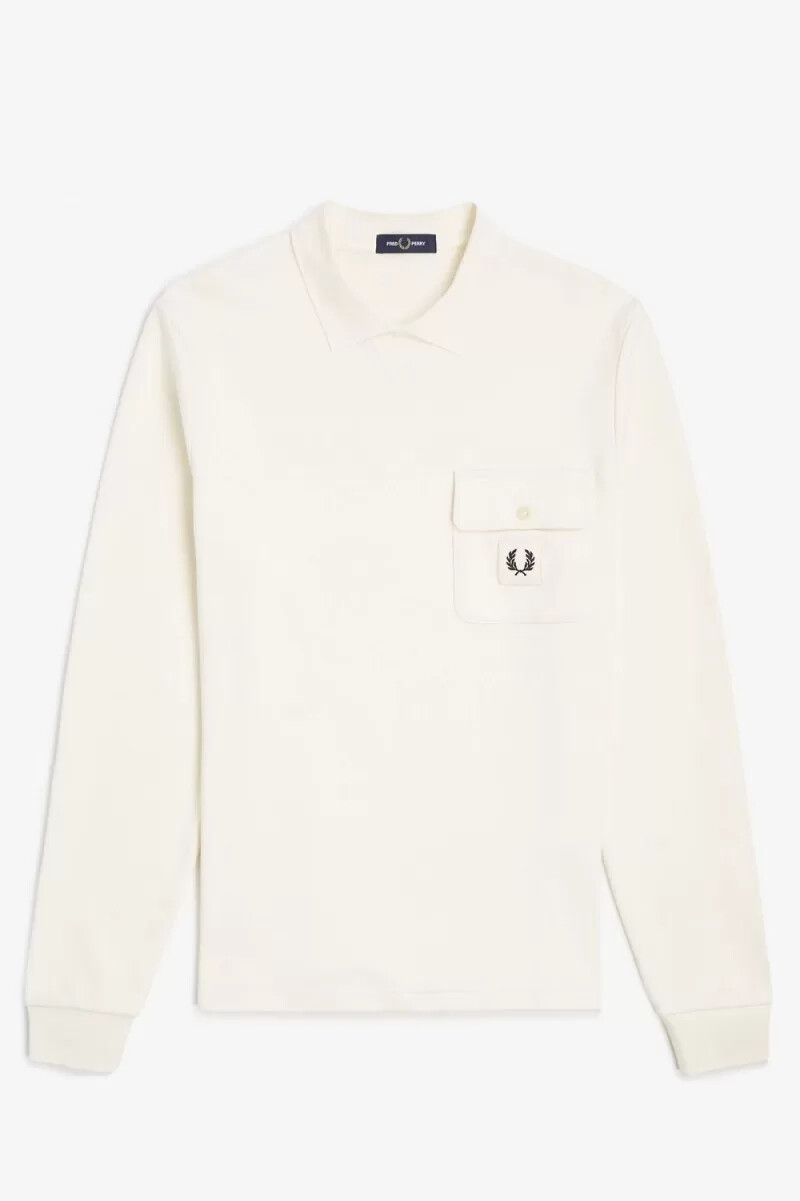 felpa da uomo fred perry a maniche lunghe con logo loopback beige