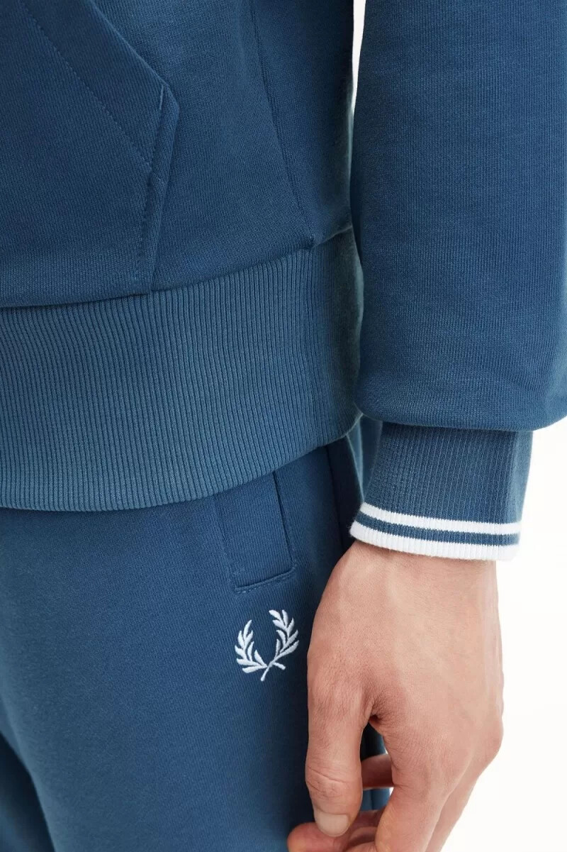 felpa con cappuccio fred perry tipped da uomo blu notte acquamarina