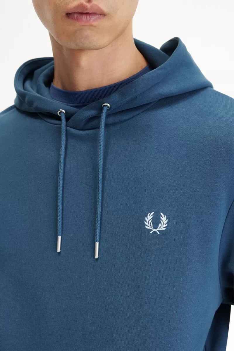 felpa con cappuccio fred perry tipped da uomo blu notte acquamarina