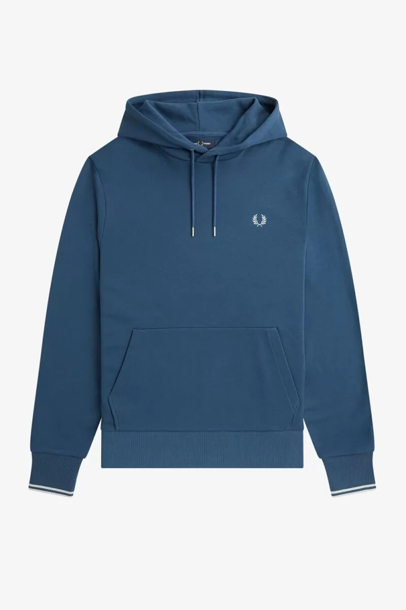 felpa con cappuccio fred perry tipped da uomo blu notte acquamarina