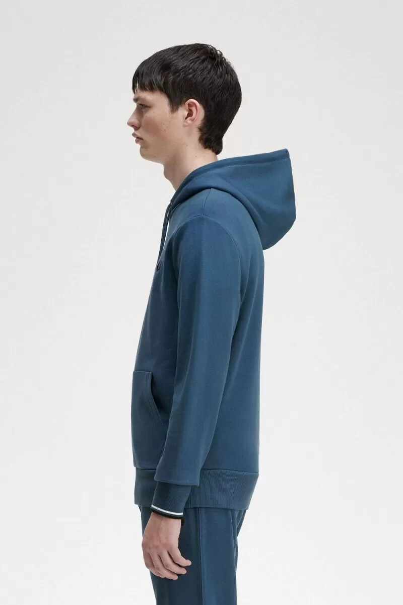felpa con cappuccio fred perry tipped da uomo blu notte