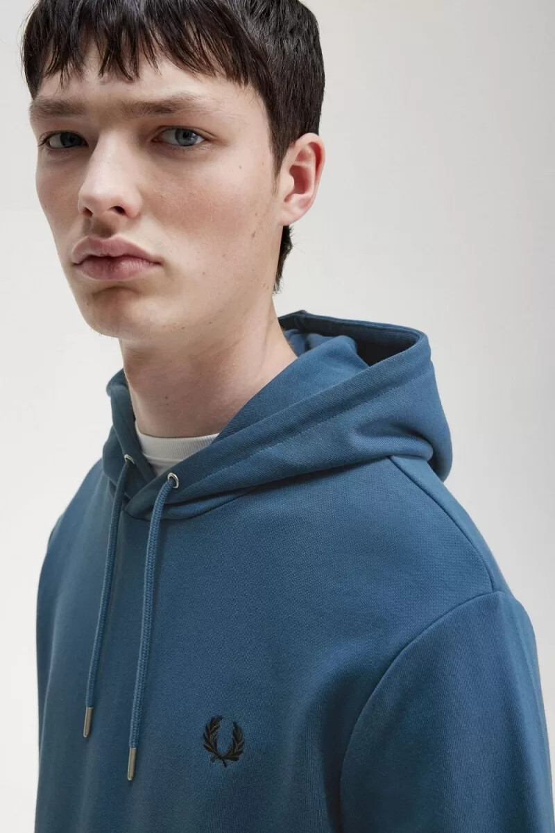 felpa con cappuccio fred perry tipped da uomo blu notte