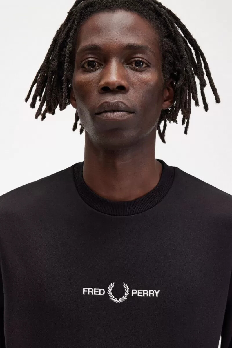 felpe da uomo ricamate fred perry nere