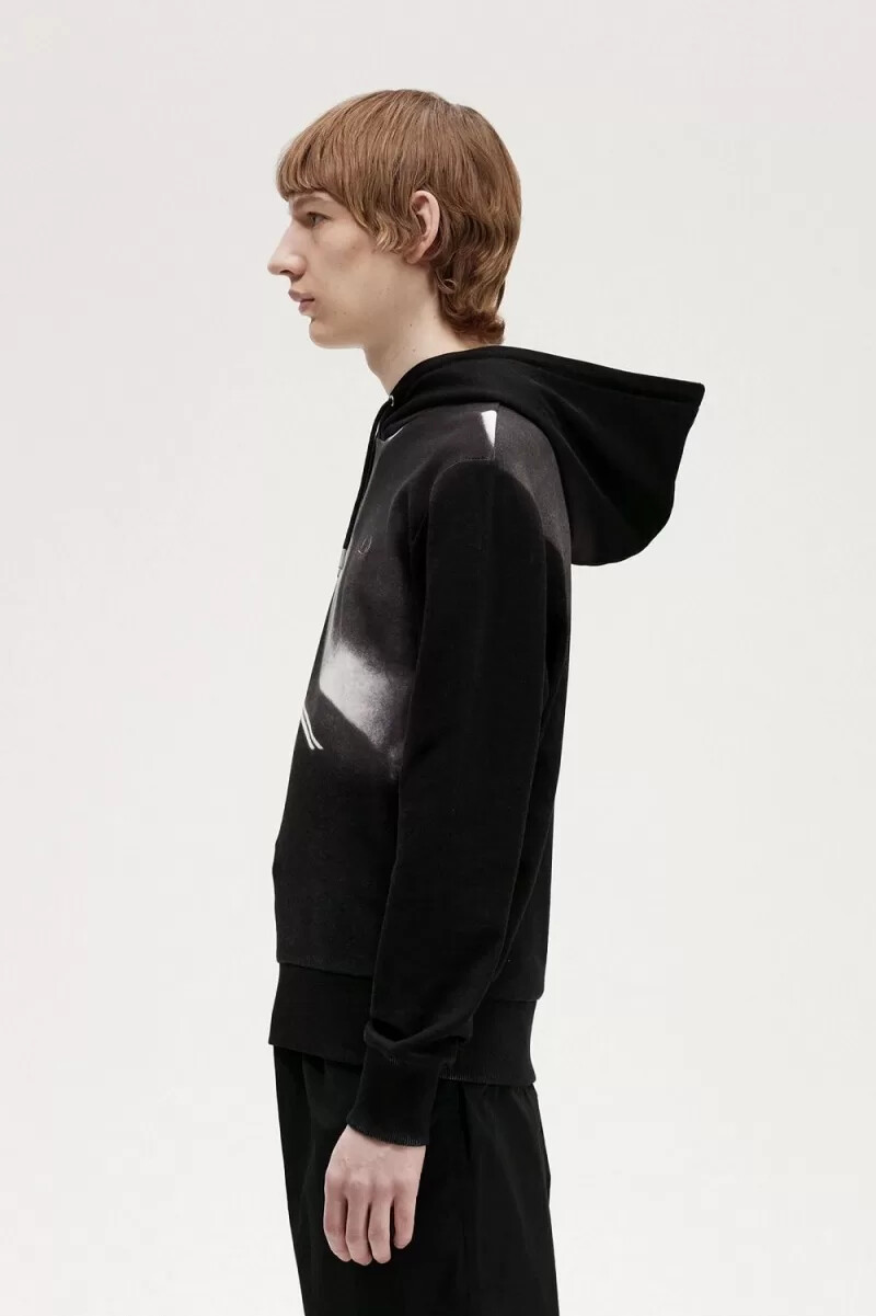felpa con cappuccio da uomo fred perry rave graphic nera