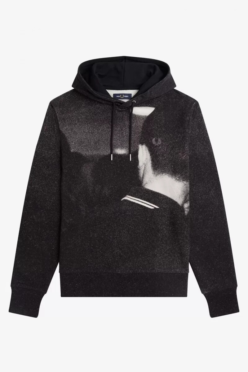 felpa con cappuccio da uomo fred perry rave graphic nera