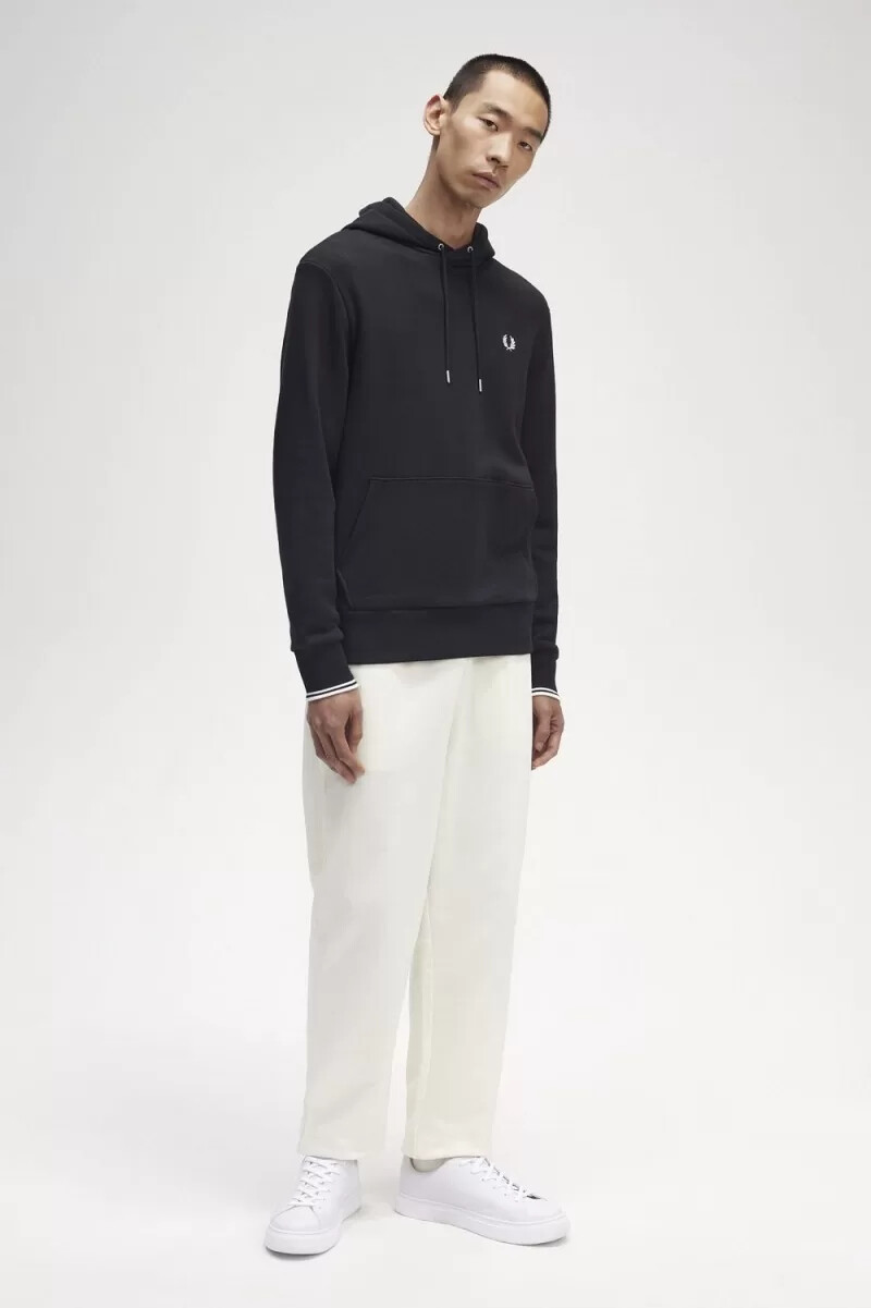 felpa con cappuccio fred perry tipped da uomo nera