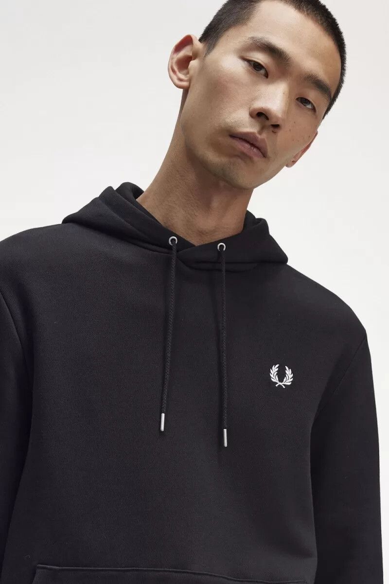 felpa con cappuccio fred perry tipped da uomo nera