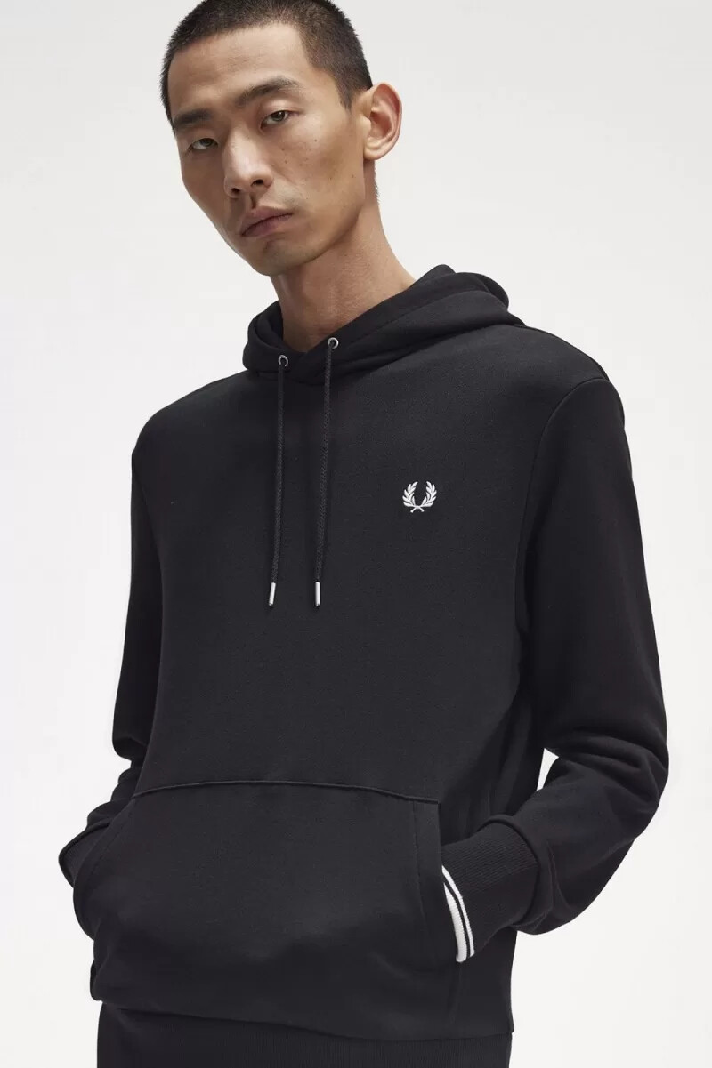 felpa con cappuccio fred perry tipped da uomo nera