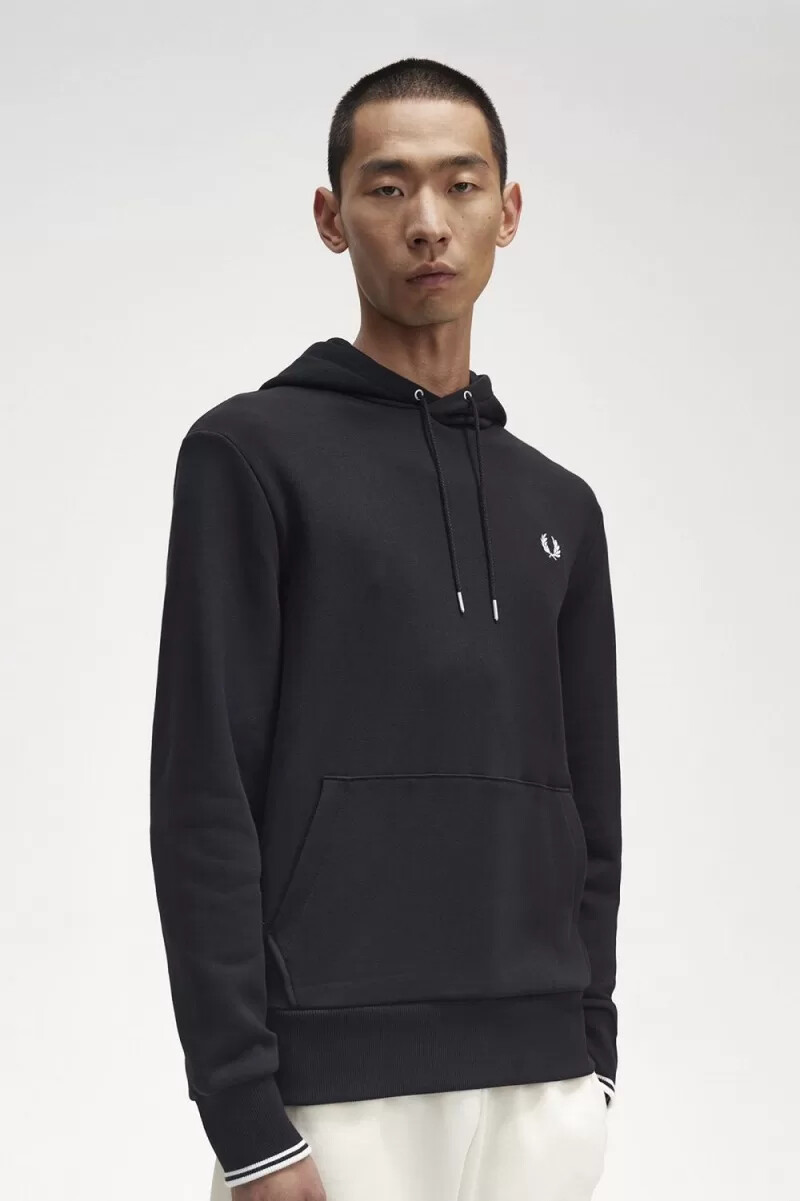felpa con cappuccio fred perry tipped da uomo nera