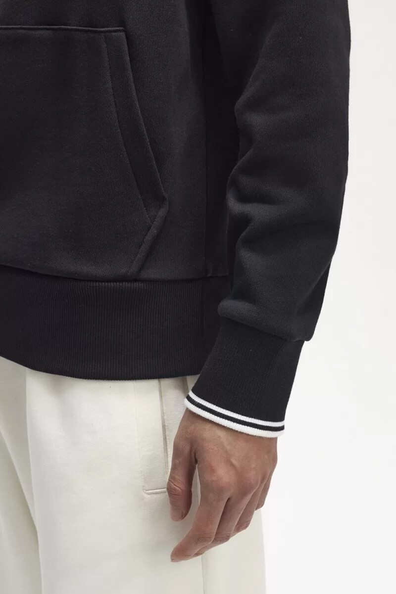 felpa con cappuccio fred perry tipped da uomo nera