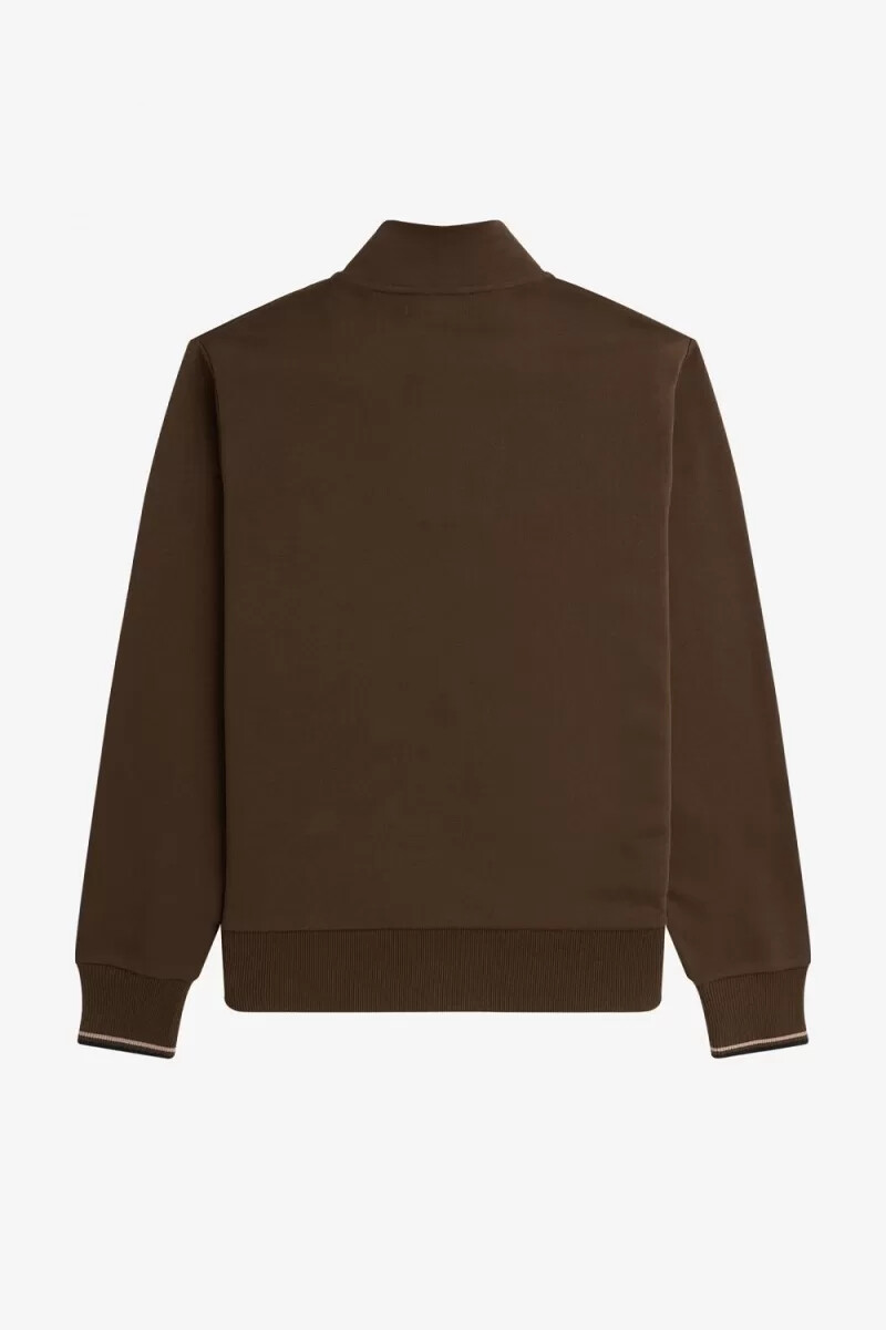 felpa con mezza zip da uomo fred perry burnt tobacco