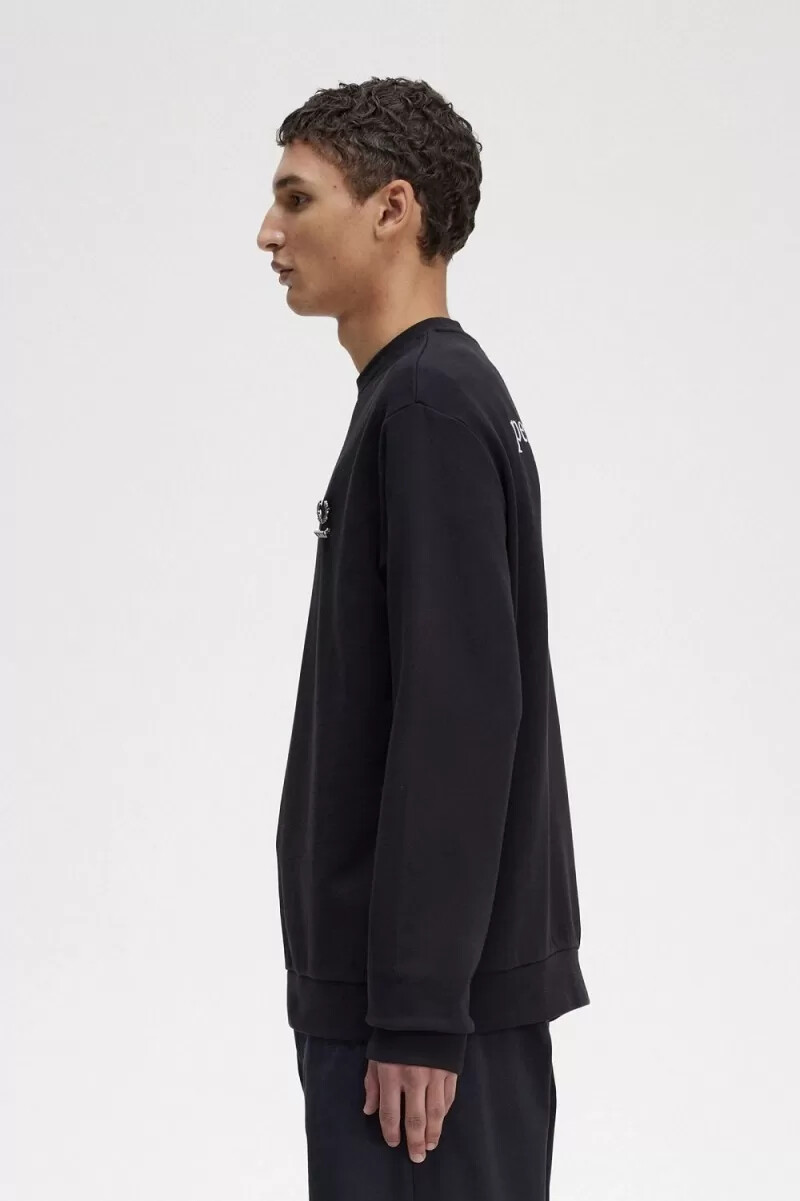 felpe da uomo ricamate fred perry nere