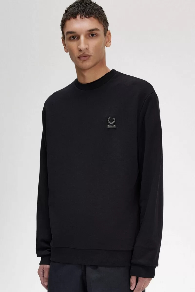 felpe da uomo ricamate fred perry nere