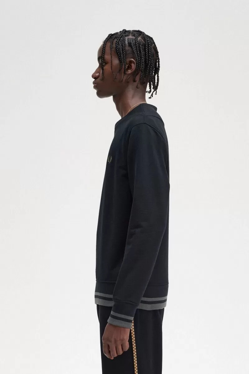 felpa da uomo fred perry con dettaglio a coste nera
