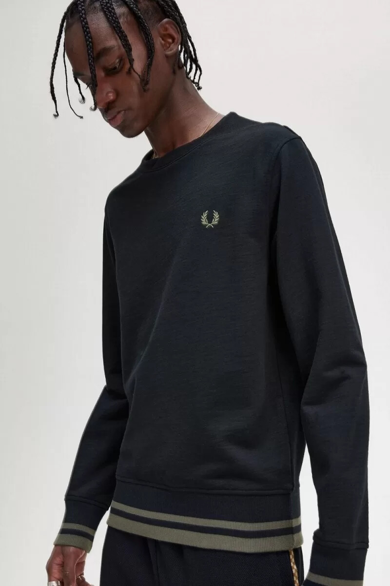 felpa da uomo fred perry con dettaglio a coste nera
