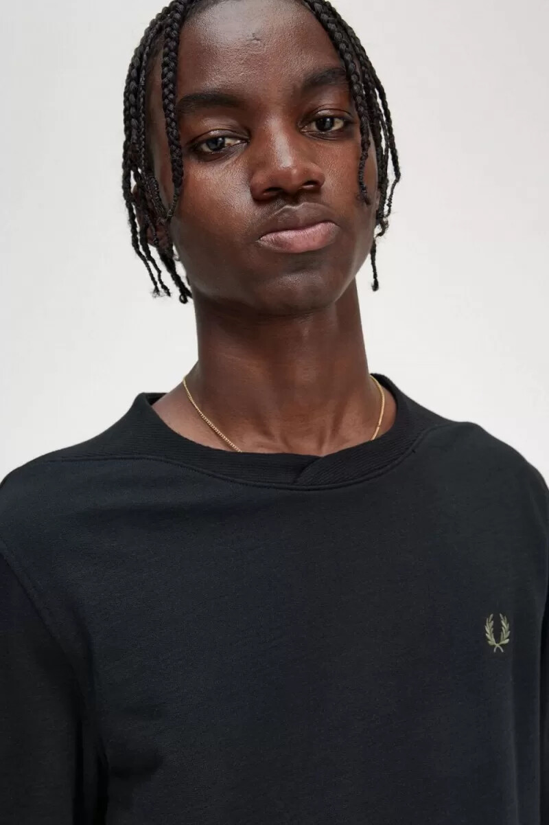 felpa da uomo fred perry con dettaglio a coste nera