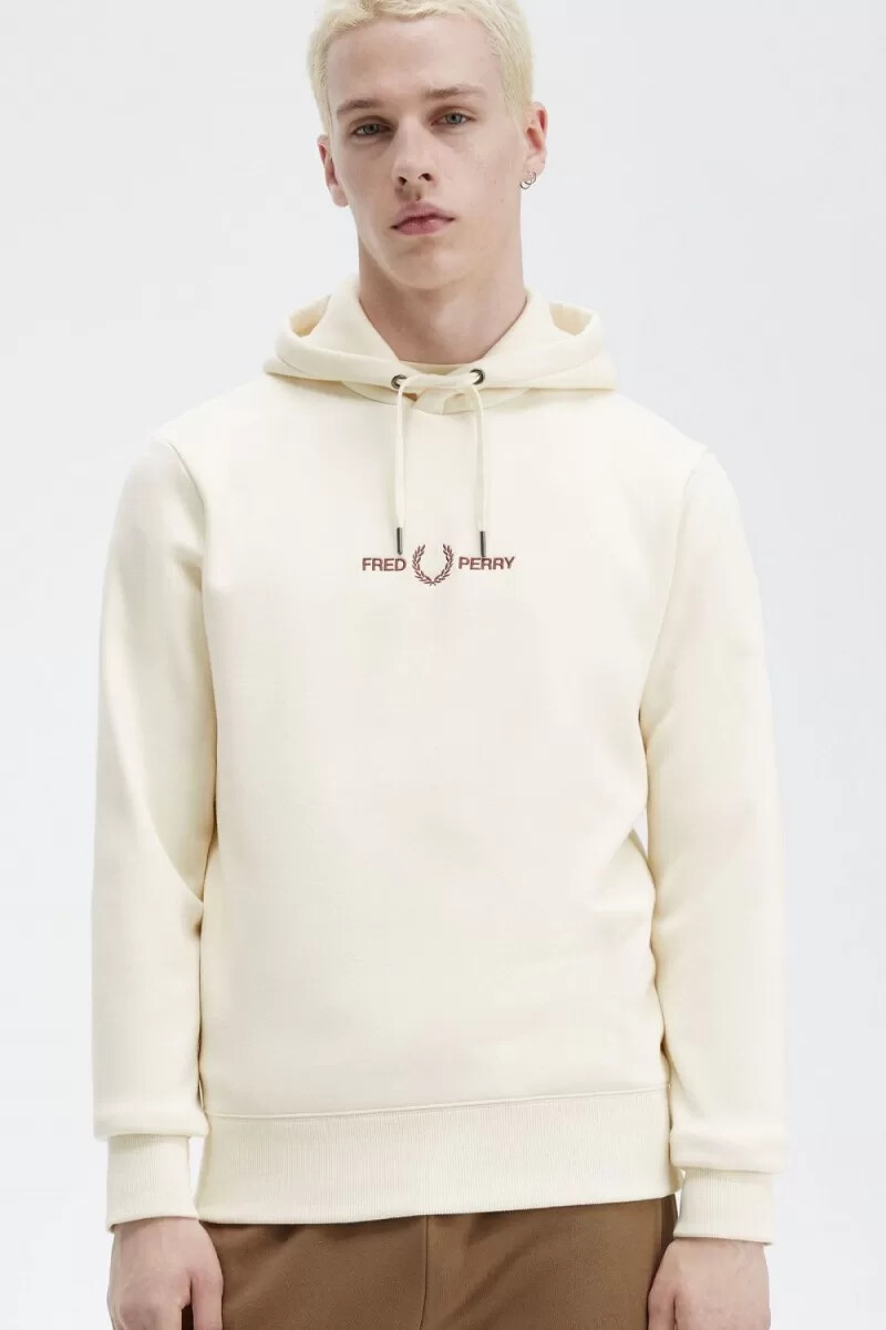 felpe con cappuccio ricamate da uomo fred perry beige