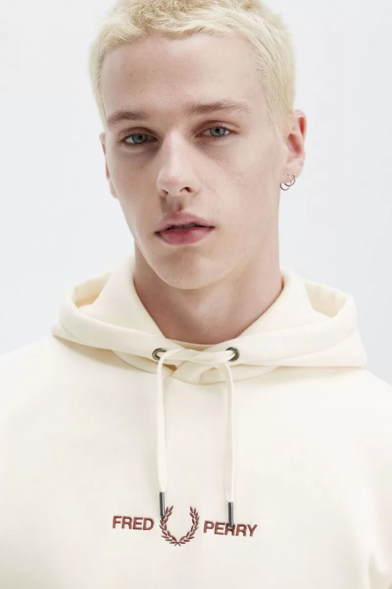 felpe con cappuccio ricamate da uomo fred perry beige