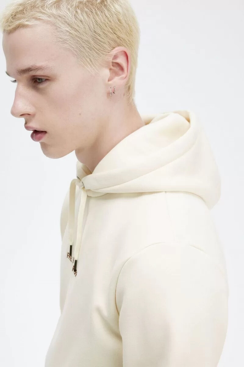 felpe con cappuccio ricamate da uomo fred perry beige