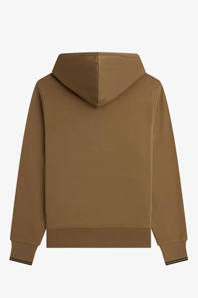 felpa con cappuccio da uomo fred perry tipped marrone tabacco bruciato