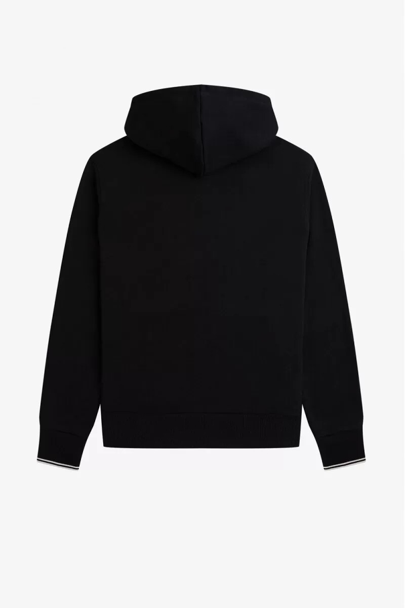 felpa con cappuccio e zip da uomo fred perry nera