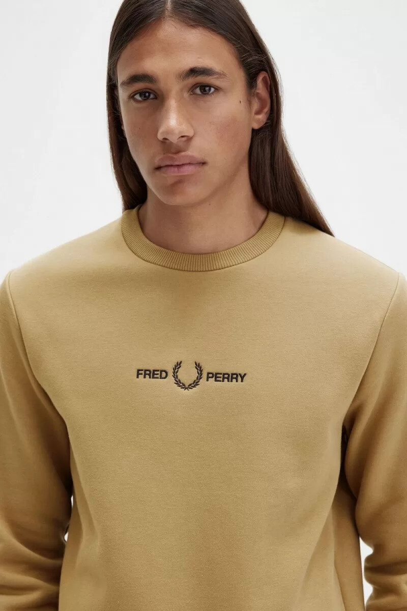 felpe da uomo ricamate fred perry verdi