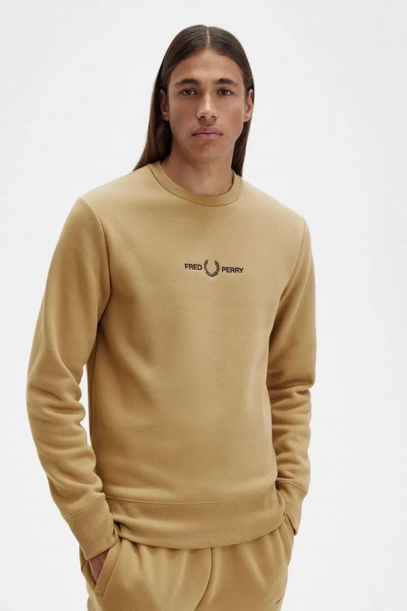 felpe da uomo ricamate fred perry verdi