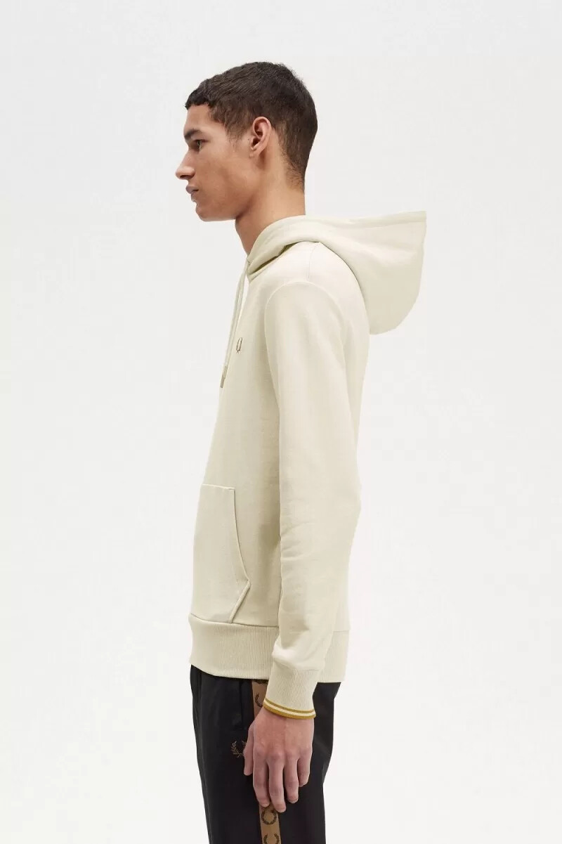 felpa con cappuccio e tipped da uomo fred perry color avena