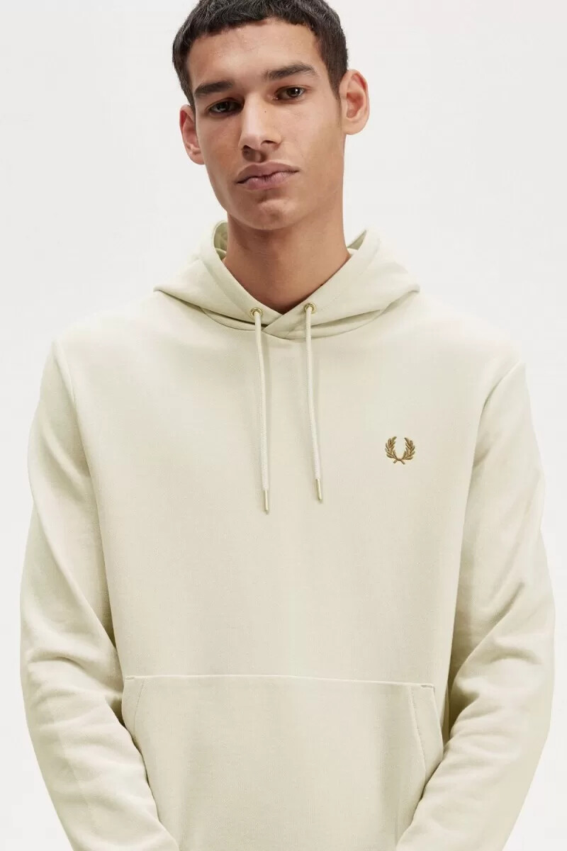 felpa con cappuccio e tipped da uomo fred perry color avena