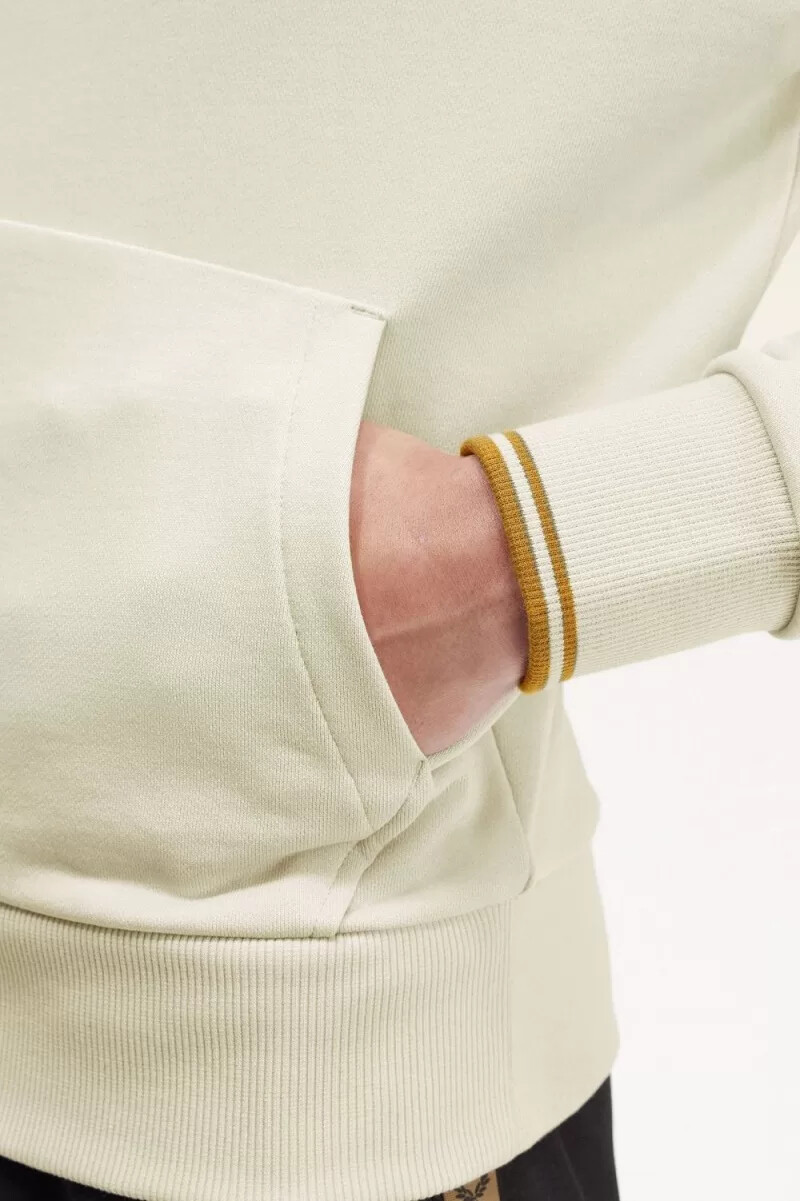 felpa con cappuccio e tipped da uomo fred perry color avena