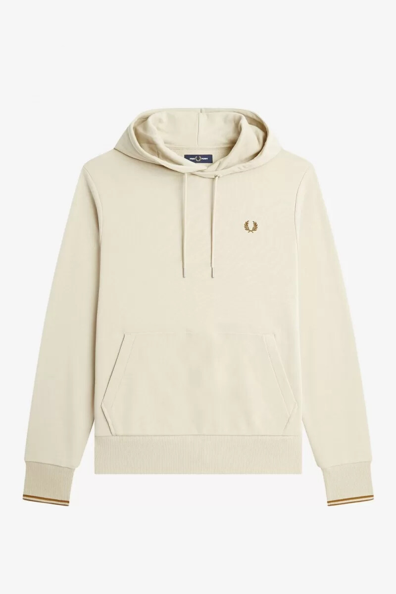 felpa con cappuccio e tipped da uomo fred perry color avena